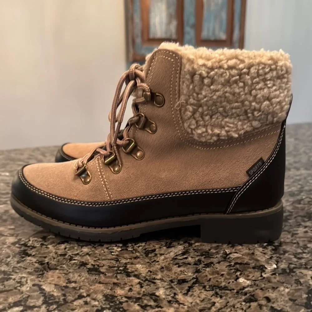 Sporto Darla Beige and Black Eco Winter Boots
